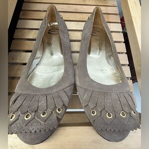 Just Cavalli Vero Cuoio- Made in Italy -Taupe Suede Loafers with Fringe